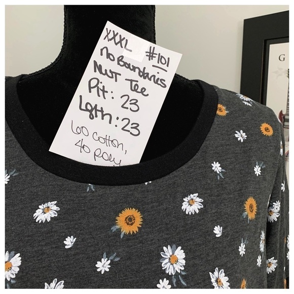 #101 No Boundaries Y2K Style Daisies Print Short Sleeve Ringer Top Shirt XXXL - Picture 4 of 4